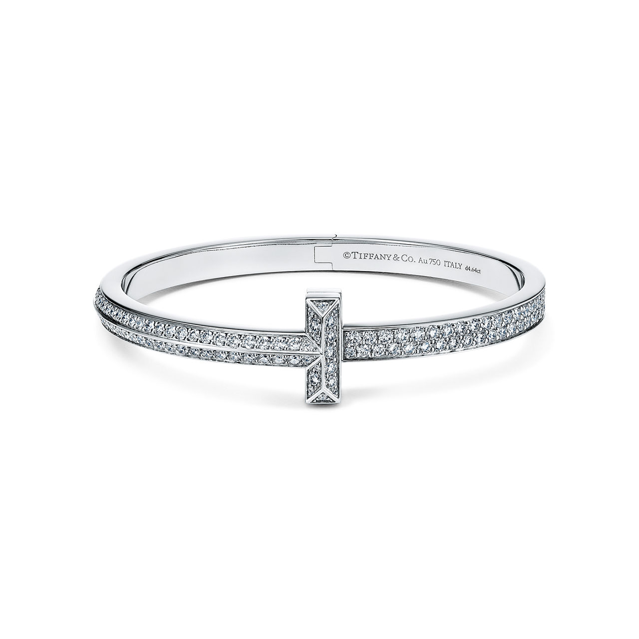 Tiffany T:T1 Wide Diamond Hinged Bangle in White Gold image number 0