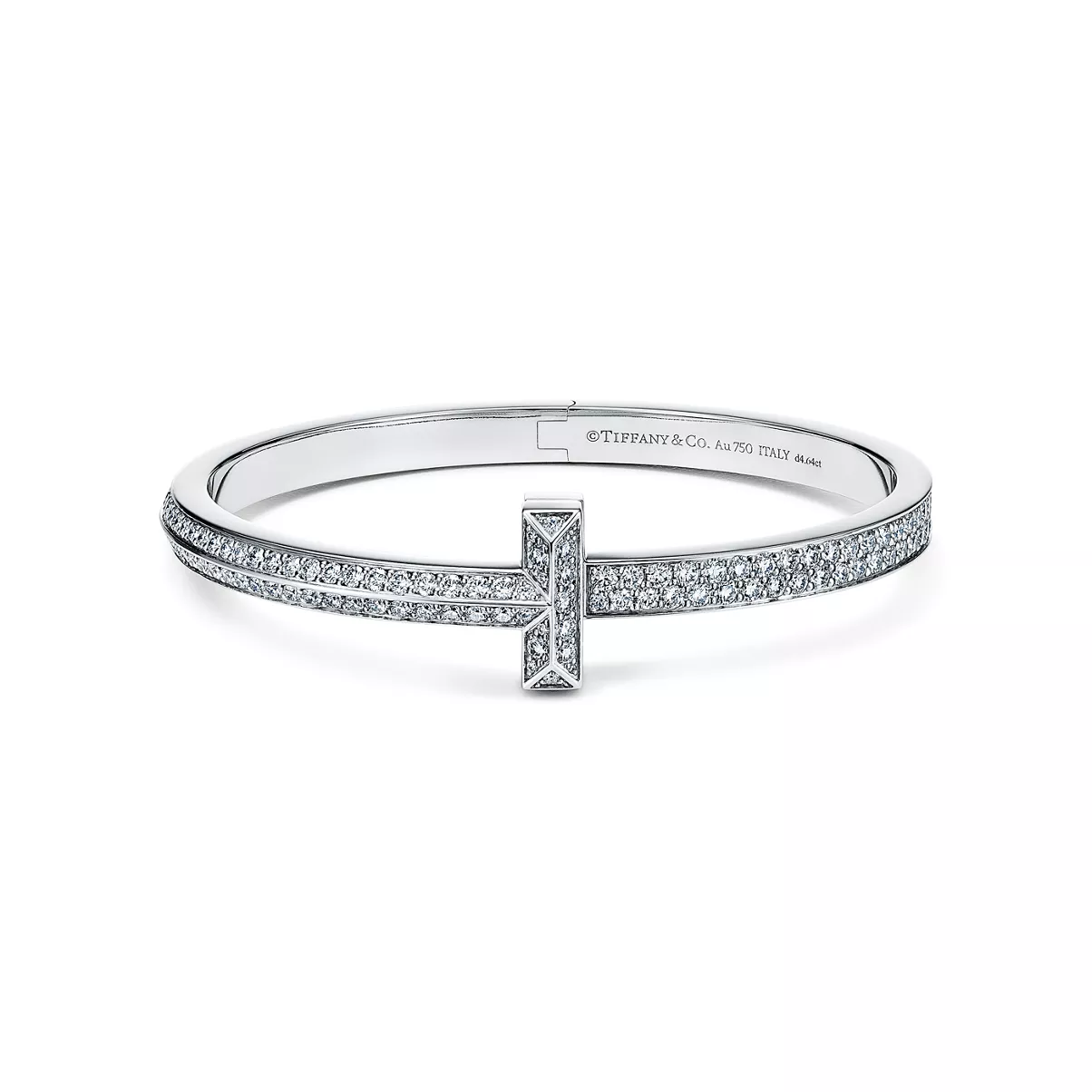 T1 Brazalete articulado ancho de diamantes de oro blanco