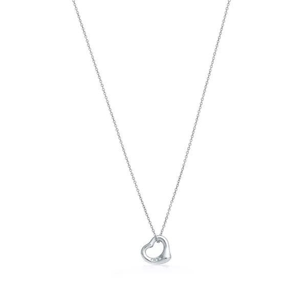 Open Heart Pendant in Platinum with Diamonds 