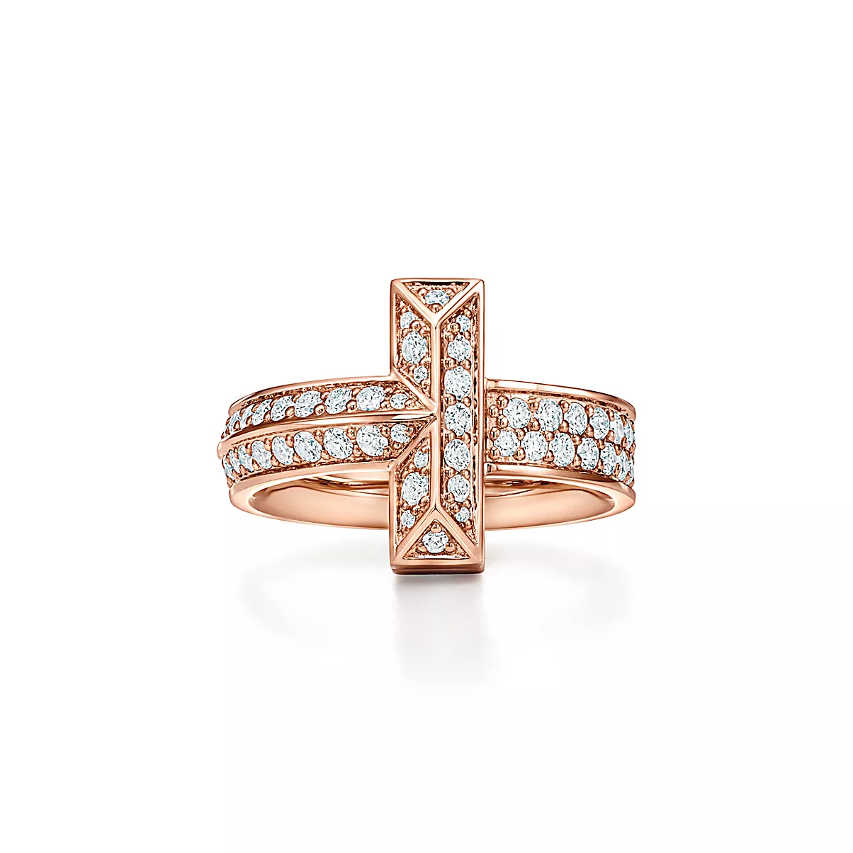 Tiffany T Ring 18K 로즈 골드 라운드 브릴리언트 다이아몬드