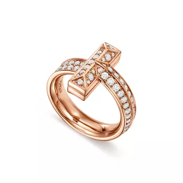 Collezione Tiffany T:Anello T1 in oro rosa con diamanti, 2