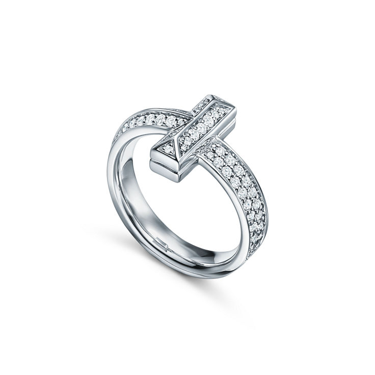 Tiffany T:T1 Ring in White Gold with Diamonds image number 4