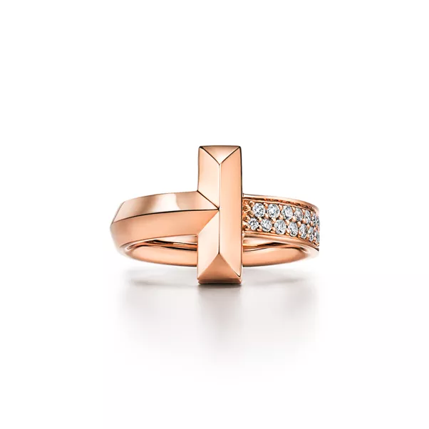 Bague T1 en or rose et diamants