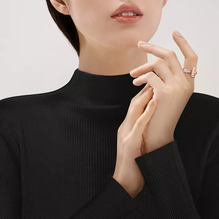 Tiffany T:T1 Ring in Rose Gold with Diamonds, 1