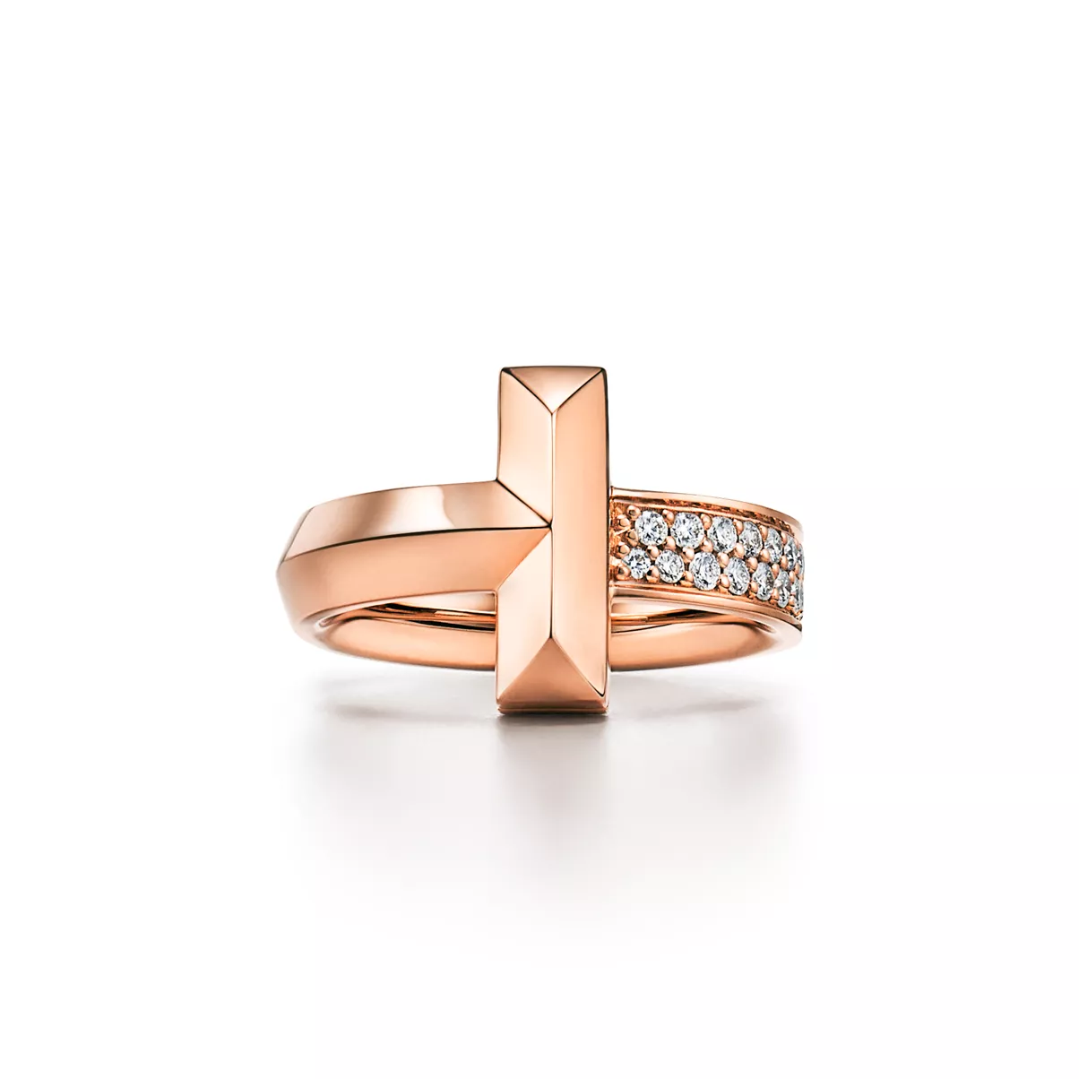 T&nbsp;One Ring in Ros&eacute;gold mit Diamanten