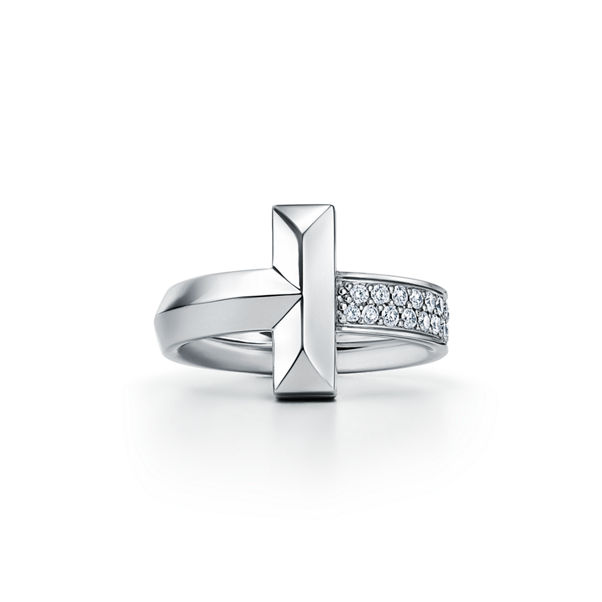 Tiffany T:T1 Ring in White Gold with Diamonds