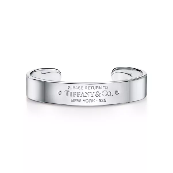 Manchette étroite en argent 925 millièmes et diamants