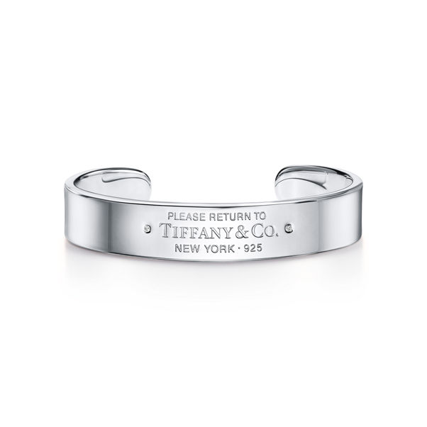 Return to Tiffany™:Narrow Cuff in Sterling Silver with Diamonds