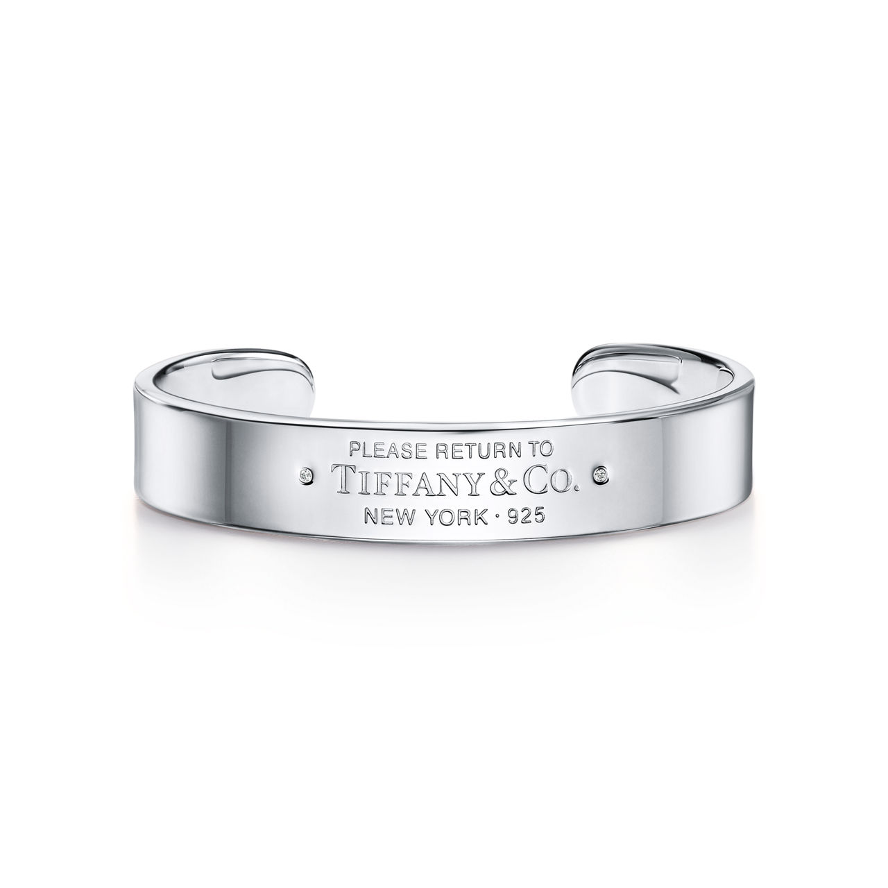 Narrow Cuff in Sterling Silver with Diamonds