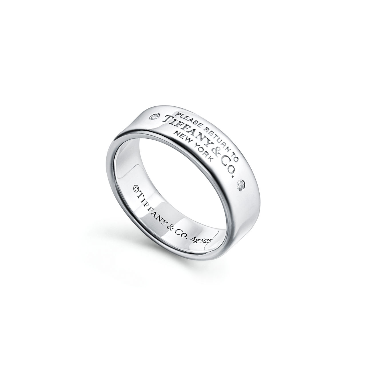 Return to Tiffany™:Narrow Ring in Sterling Silver with Diamonds image number 3