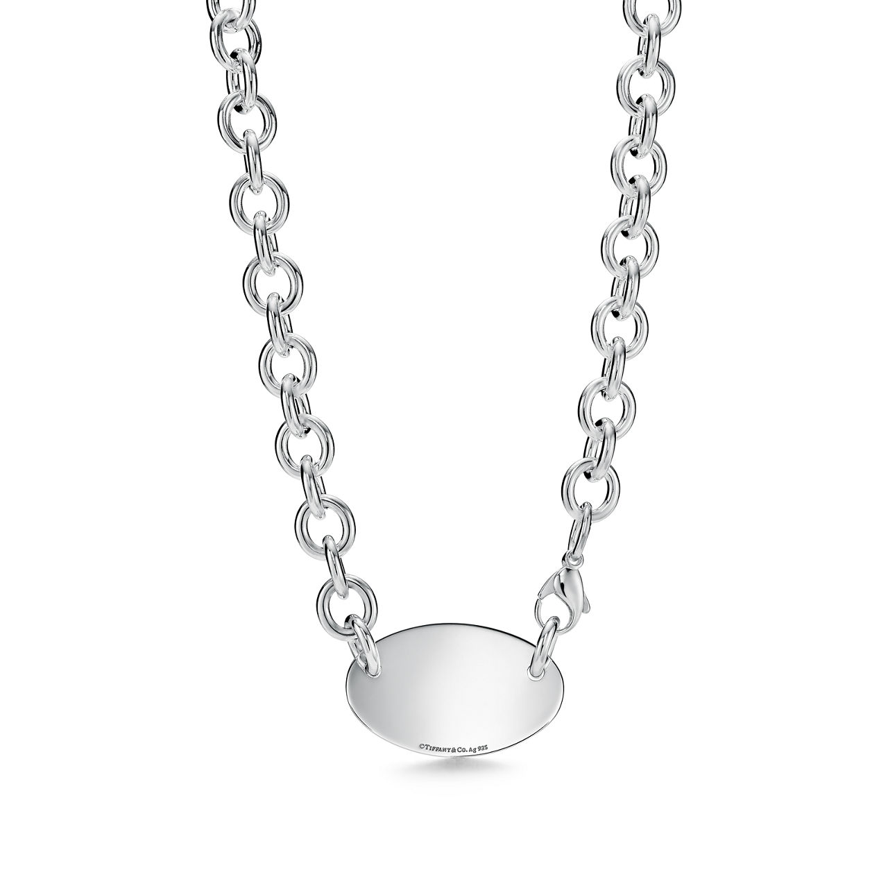 Return to Tiffany™:Oval Tag Necklace in Sterling Silver, 15.5" image number 2