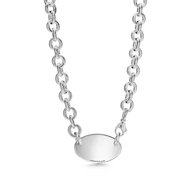 Collezione Return to Tiffany™:Collana Oval Tag in argento, 39,4 cm, 2