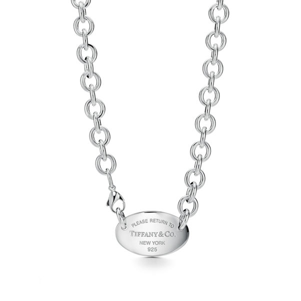 Return to Tiffany™:Oval Tag Necklace in Sterling Silver, 15.5"