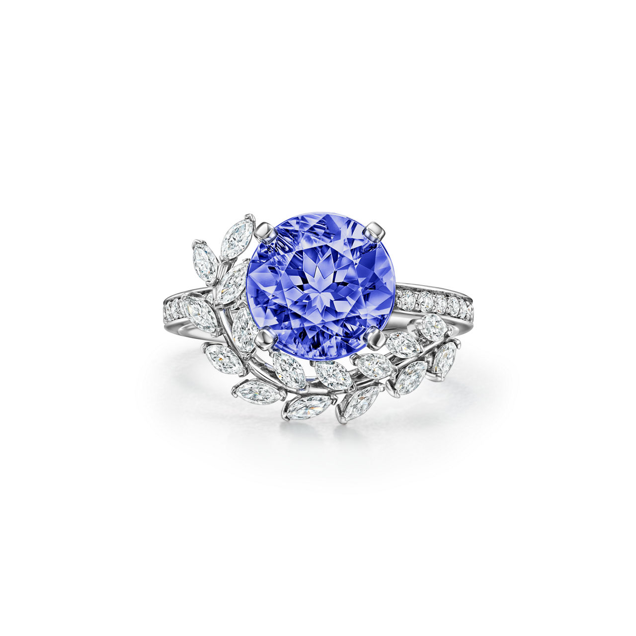 Tiffany Victoria®:Vine Ring in Platinum with a Tanzanite and Diamonds image number 0