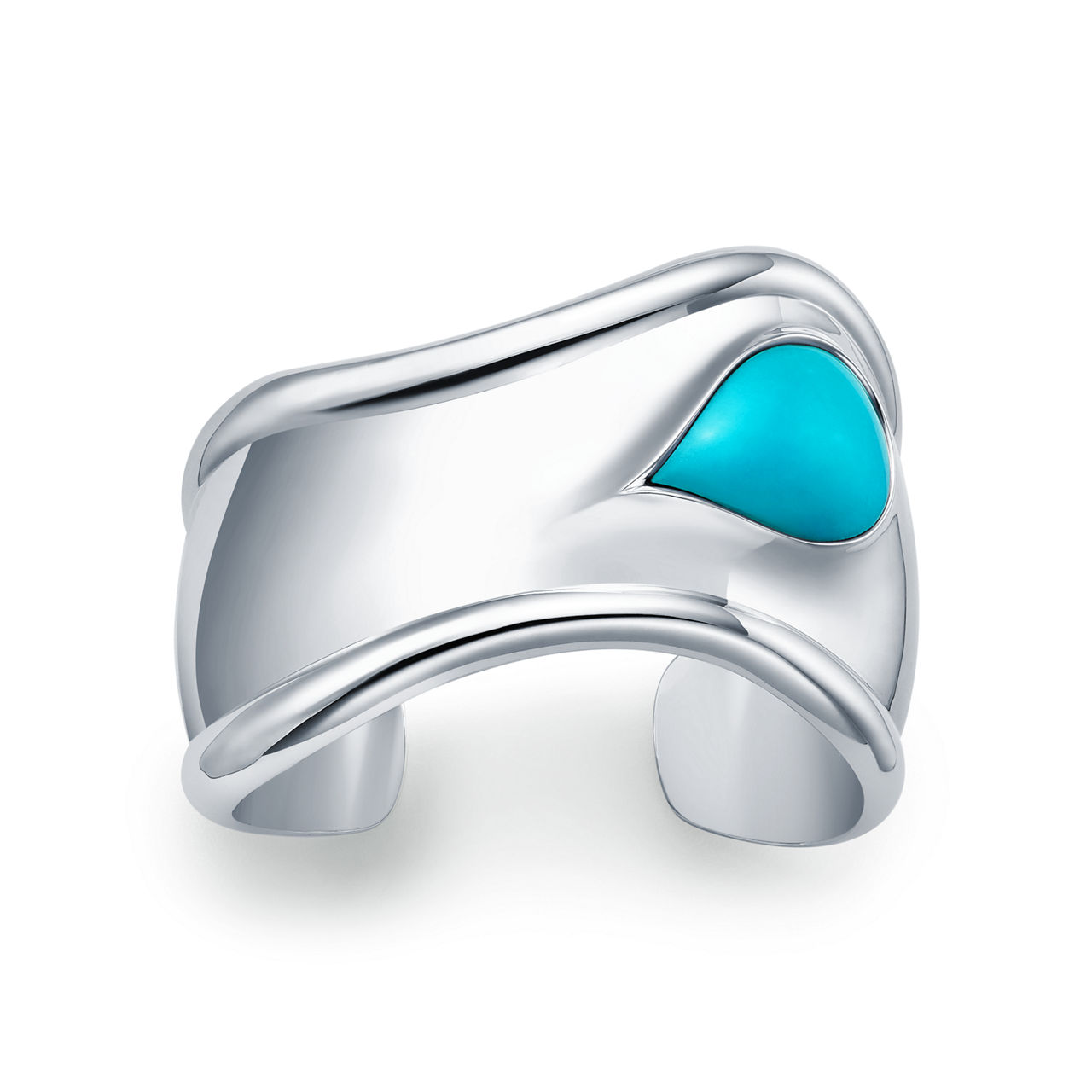 Elsa Peretti®:Small Bone Cuff in Sterling Silver with Turquoise image number 0