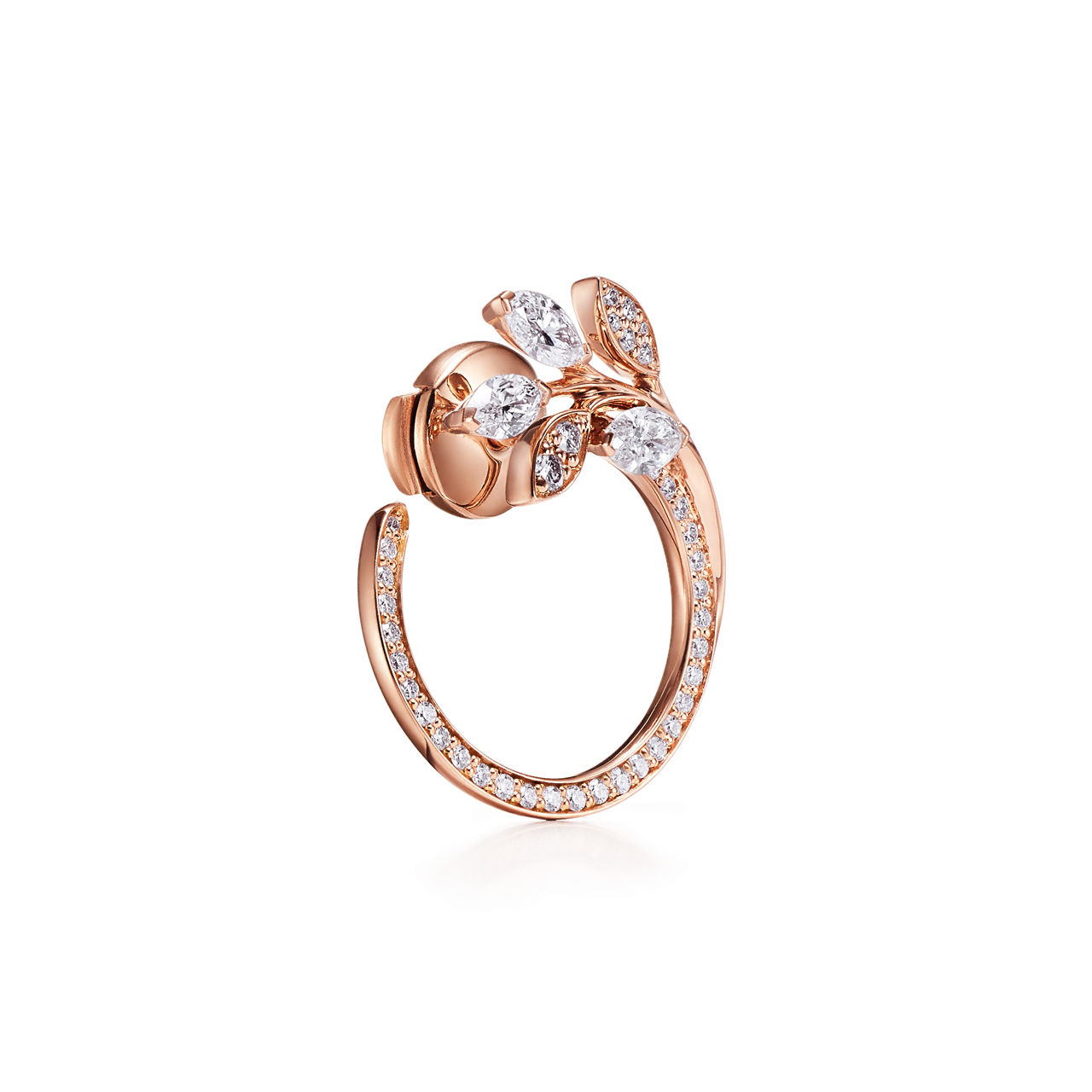 Tiffany Victoria®:Diamond Vine Circle Earrings in 18k Rose Gold image number 2