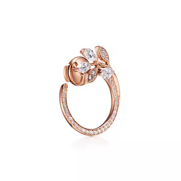 Tiffany Victoria®:Diamond Vine Circle Earrings in 18k Rose Gold, 2