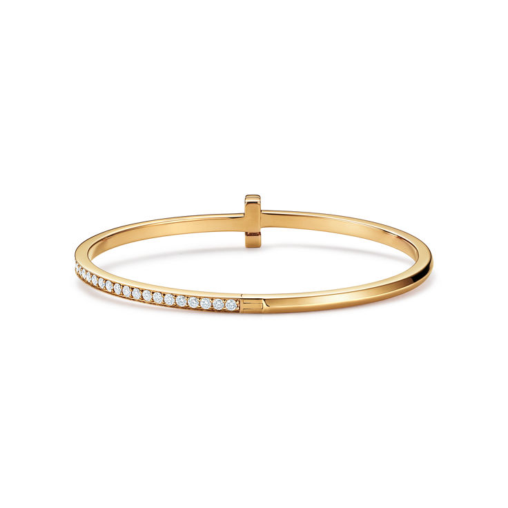 Tiffany T:T1 Narrow Diamond Hinged Bangle in Yellow Gold image number 5