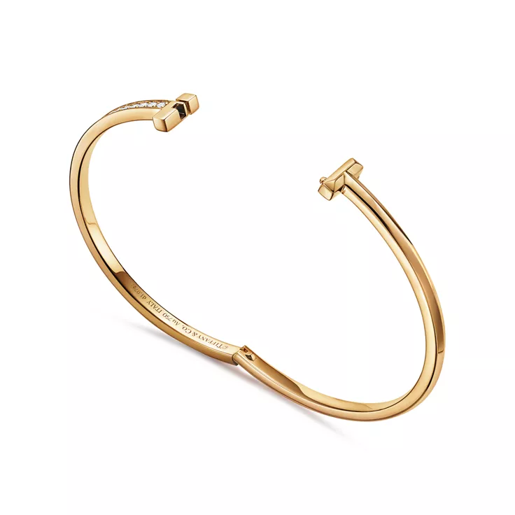 Tiffany T:T1 Narrow Diamond Hinged Bangle in Yellow Gold, 4
