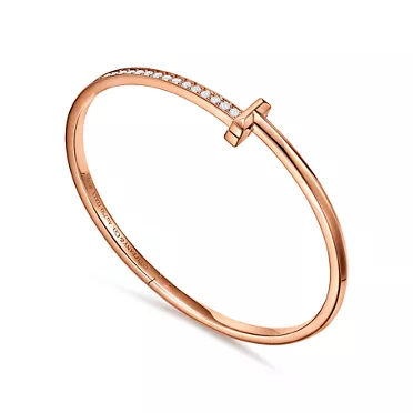 Tiffany T:T One schmaler aufklappbarer Armreif mit Diamanten in Roségold, 3