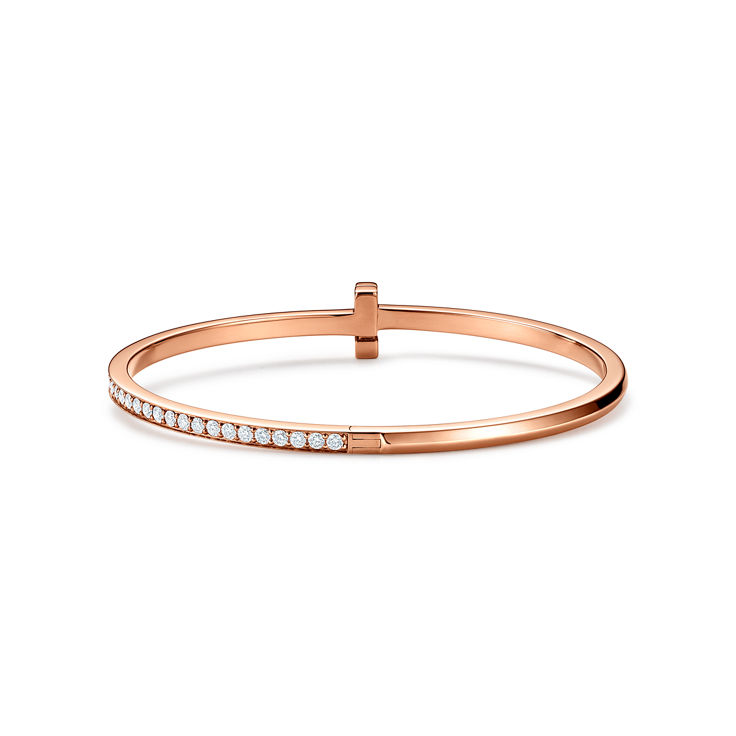 Tiffany T:T1 Narrow Diamond Hinged Bangle in Rose Gold image number 5