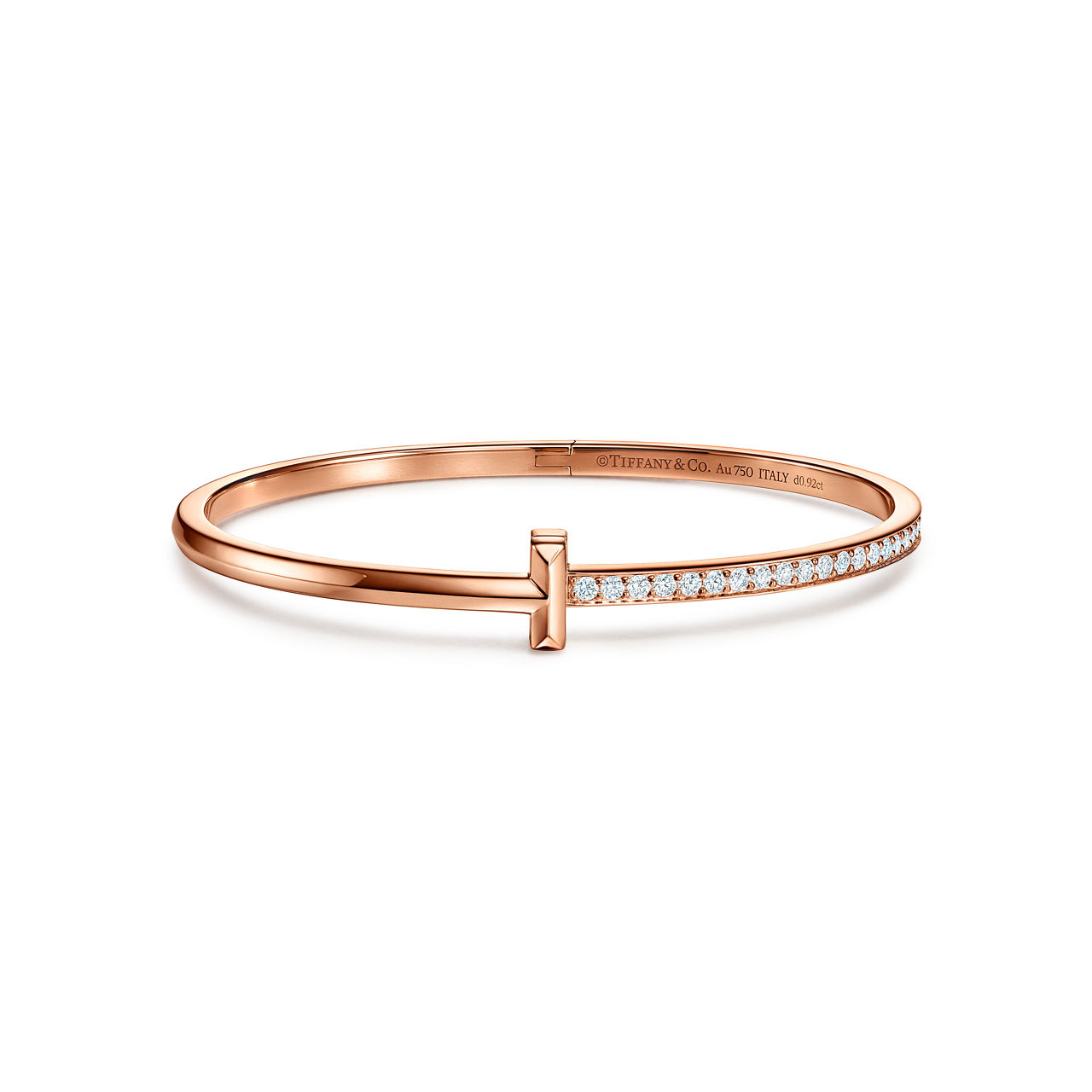 Tiffany T:T1 Narrow Diamond Hinged Bangle in Rose Gold image number 0