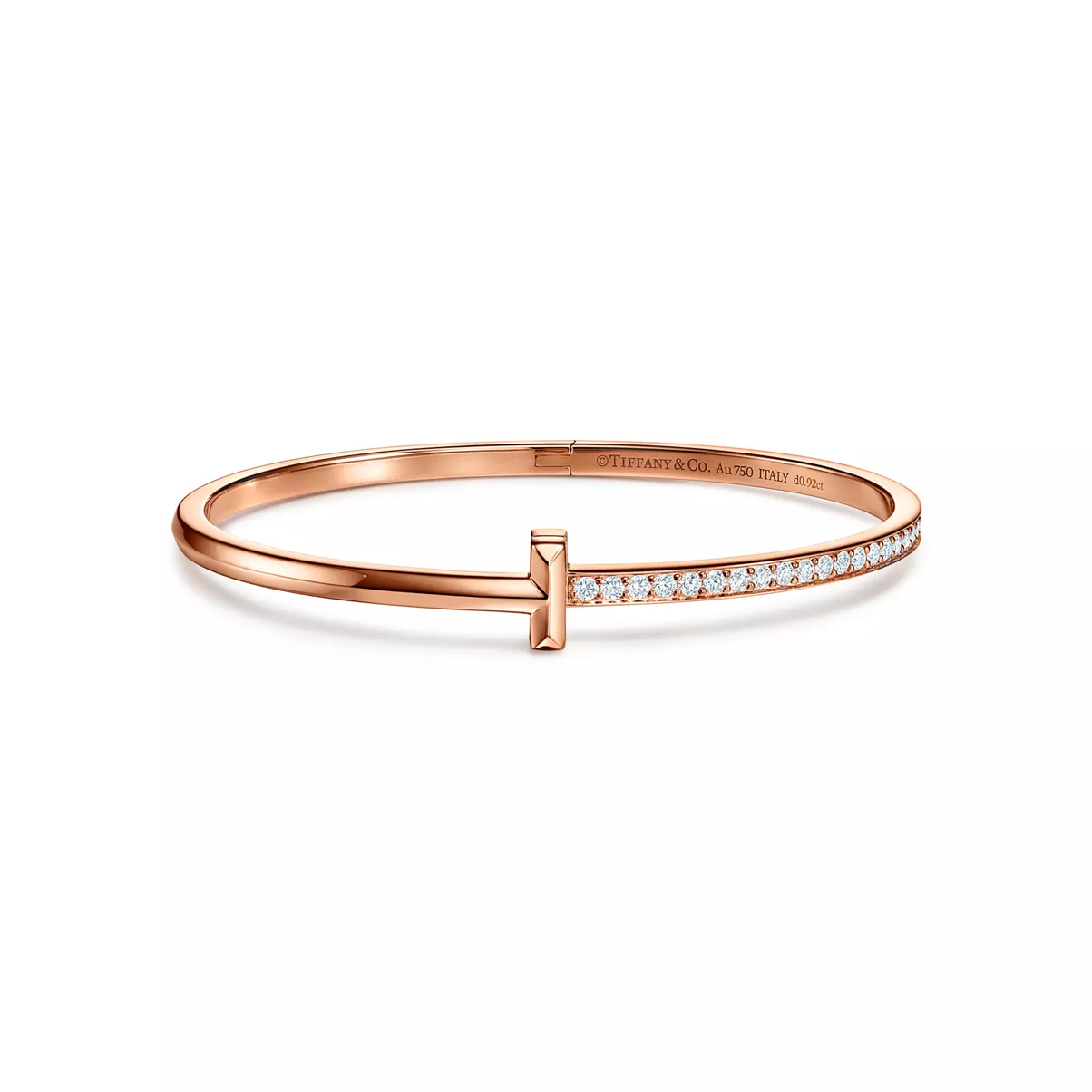 T1 Narrow Diamond Hinged Bangle in Rose Gold