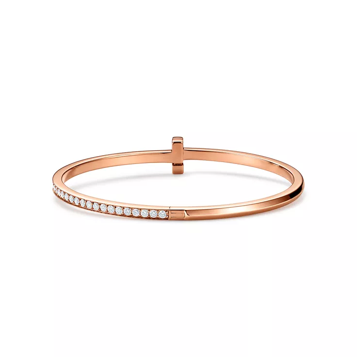 Tiffany T:T1 Narrow Diamond Hinged Bangle in Rose Gold, 5