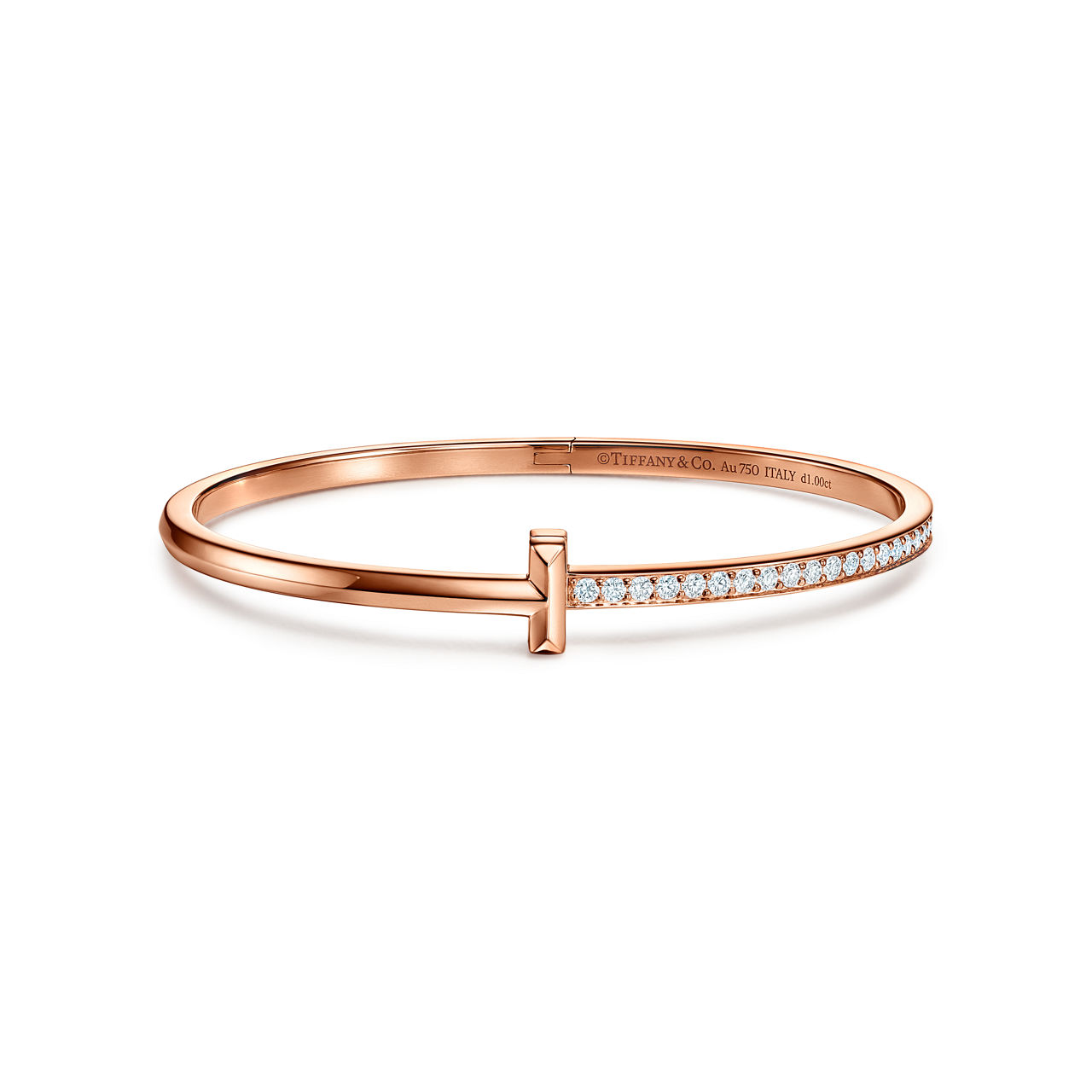 Collezione Tiffany T:Bracciale T1 con diamanti in oro rosa numero immagine 0
