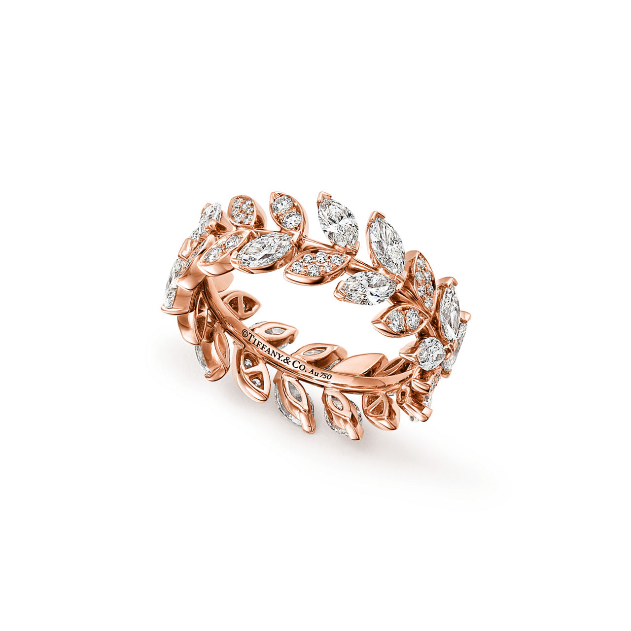 Tiffany Victoria®:Diamond Vine Band Ring in 18k Rose Gold image number 2