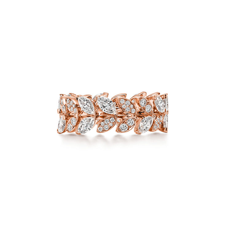 Tiffany Victoria®:Diamond Vine Band Ring in 18k Rose Gold image number 4