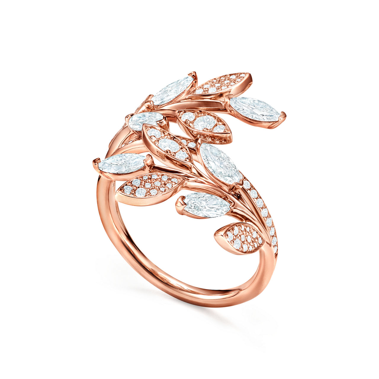 Tiffany Victoria®:Diamond Vine Bypass Ring in 18k Rose Gold image number 2