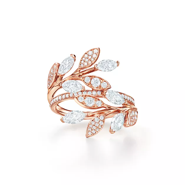 Tiffany Victoria®:Diamond Vine Bypass Ring in 18k Rose Gold image number 0