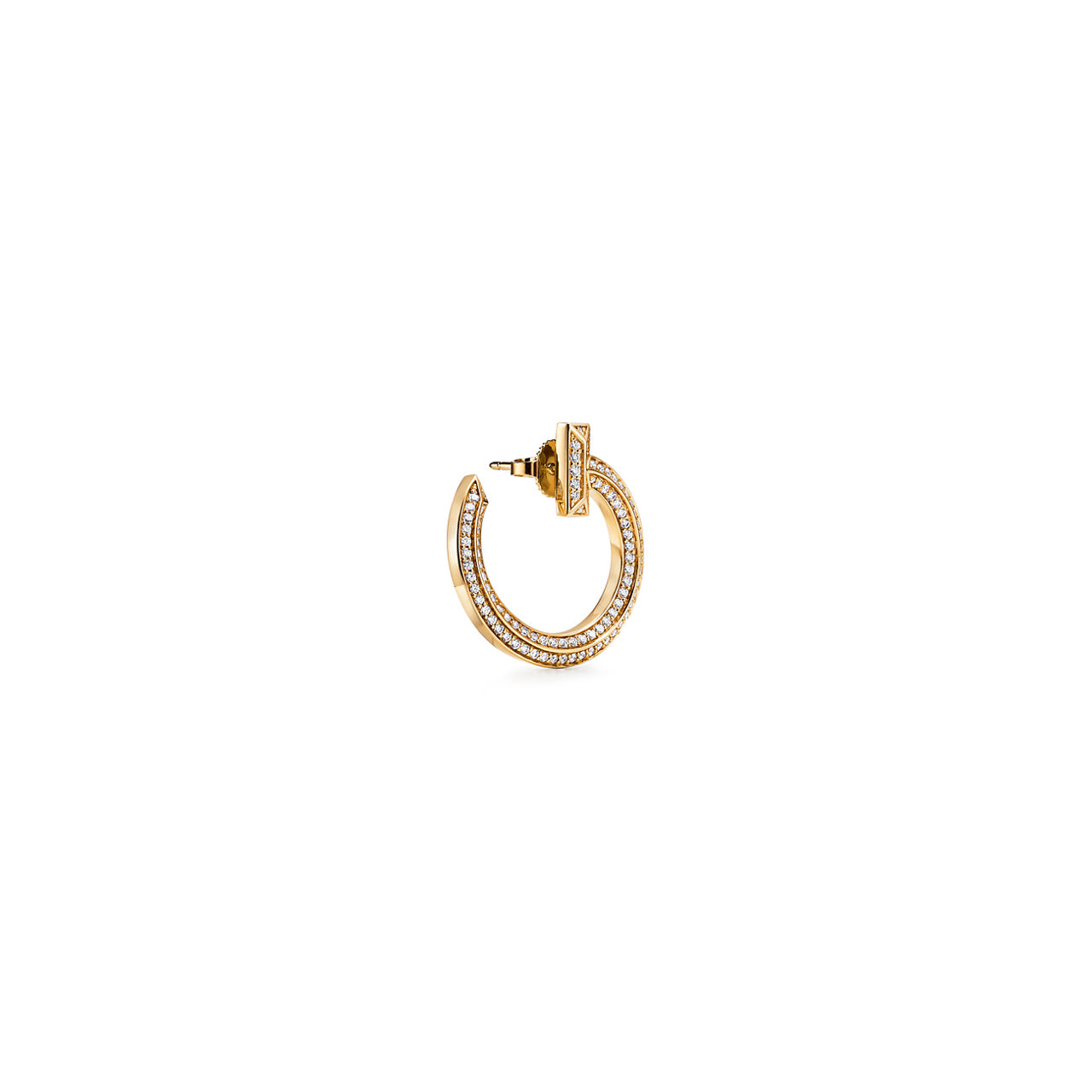 Tiffany T:T1 Open Hoop Earrings in Gold with Diamonds image number 2