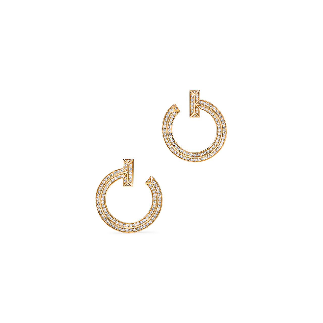 Tiffany T:T1 Open Hoop Earrings in Gold with Diamonds image number 0