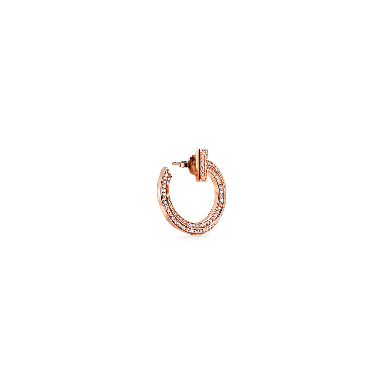 Tiffany T:T1 Open Hoop Earrings in Rose Gold with Diamonds image number 2