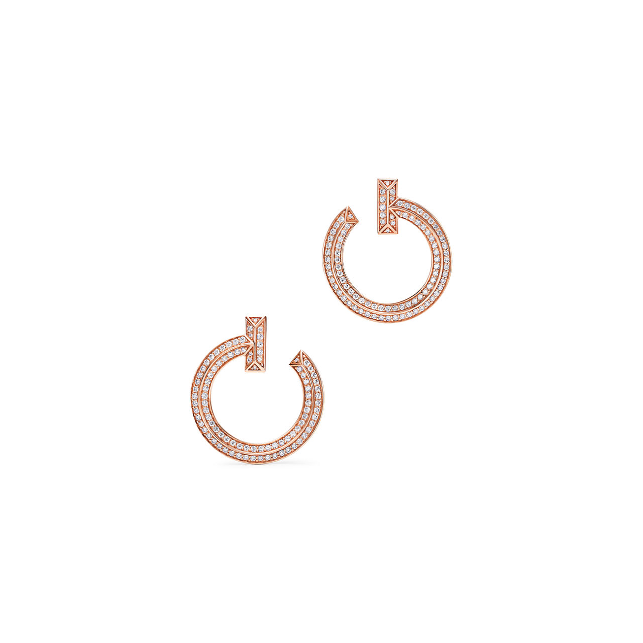 Tiffany T:T1 Open Hoop Earrings in Rose Gold with Diamonds image number 0