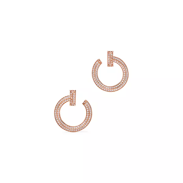 T One Offene Creolen in Roségold mit Diamanten