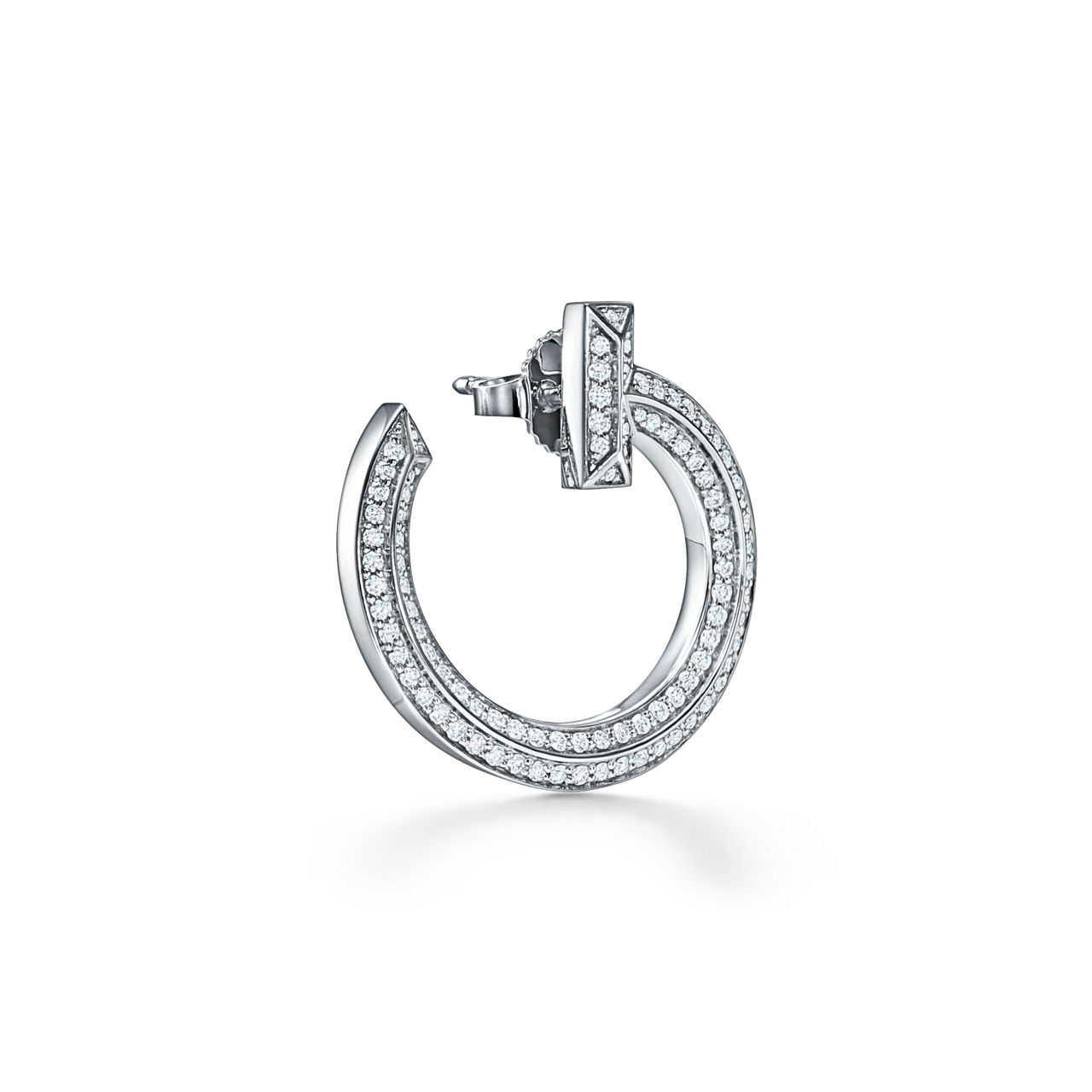 Tiffany T:T1 Open Hoop Earrings in White Gold with Diamonds image number 2