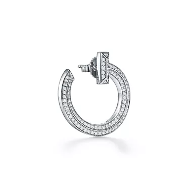 Tiffany T:T1 Open Hoop Earrings in White Gold with Diamonds, 2