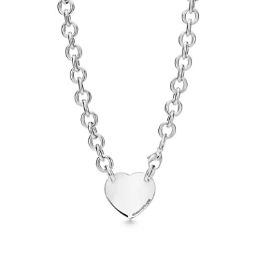 Return to Tiffany™:Collar con insignia de corazón en plata de ley, 39,3 cm, 2