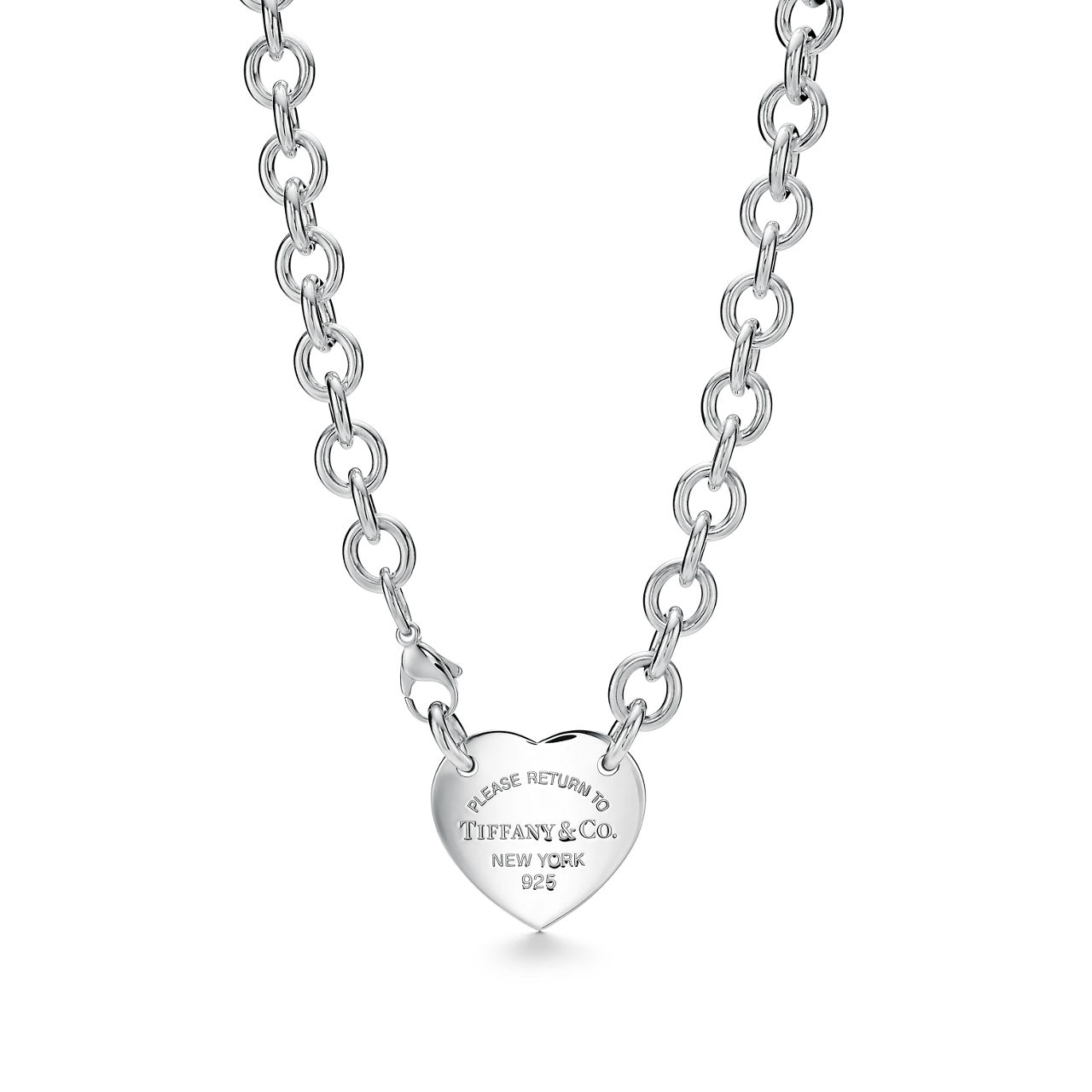 Heart Tag Necklace in Sterling Silver, 15.5"