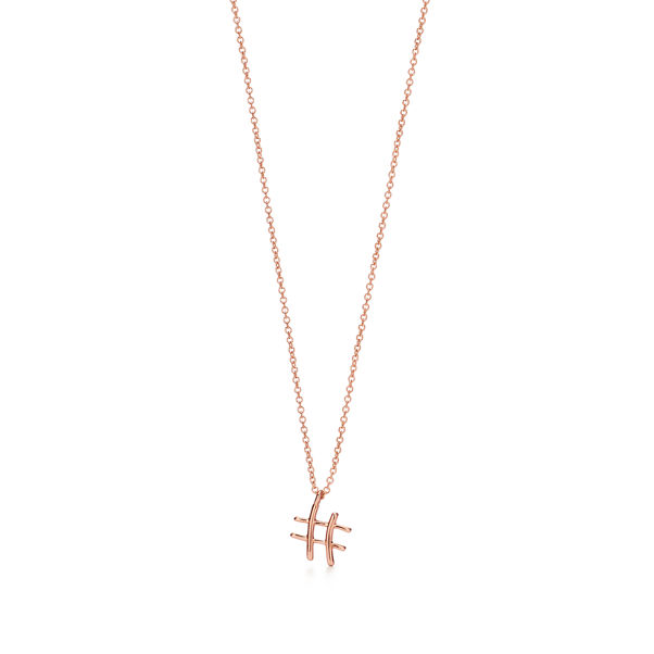 Paloma's Graffiti:Small Hashtag Pendant in 18k Rose Gold, 16" 