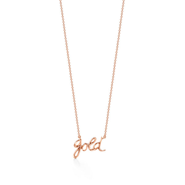 Paloma's Graffiti:Gold Pendant in 18k Rose Gold, 16-18" 