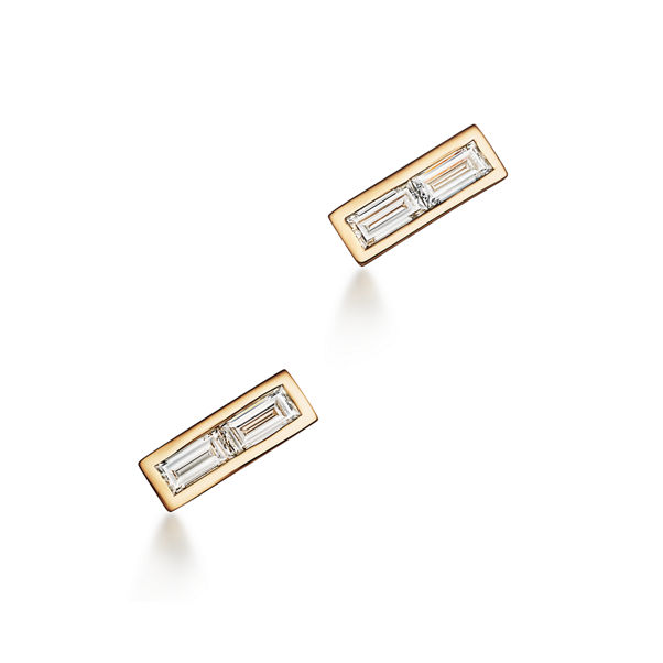 Paloma's Studio:Bar Earrings in 18k Gold with Baguette Diamonds