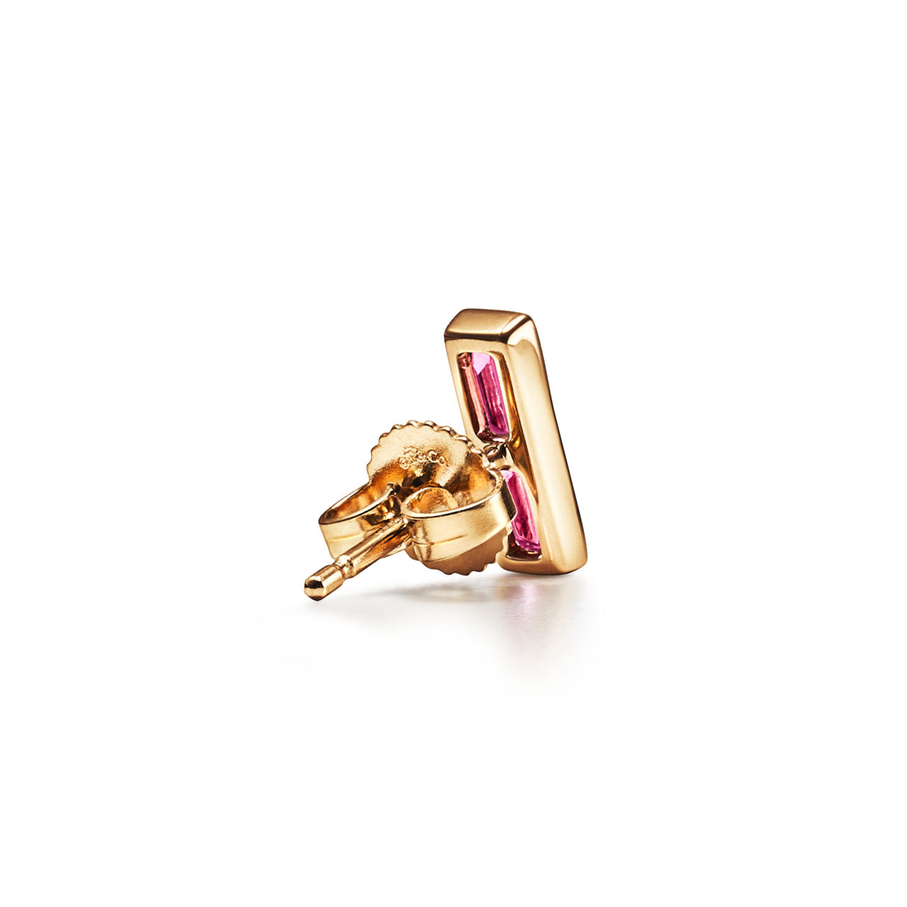 Paloma's Studio:Bar Earrings in 18k Gold with Baguette Rubellites image number 3