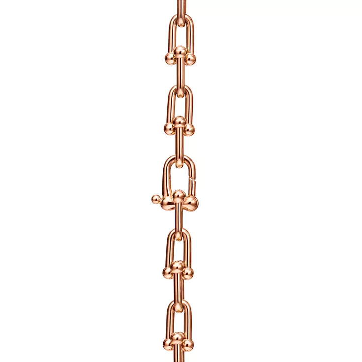 Tiffany HardWear:Graduated Link Necklace in 18k Rose Gold with Pavé Diamonds, 5