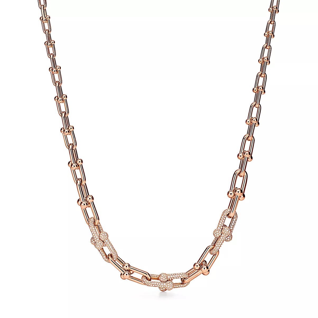Tiffany HardWear Necklace 18k Rose Gold Round Brilliant Diamonds One Scale