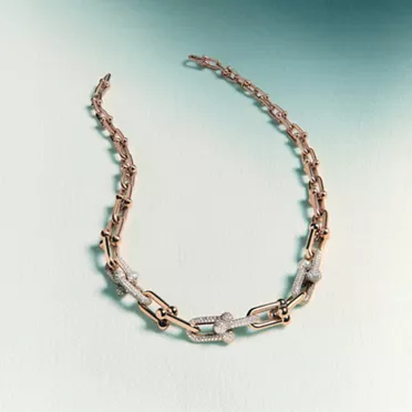 Tiffany HardWear:Graduated Link Necklace in 18k Rose Gold with Pavé Diamonds, 2