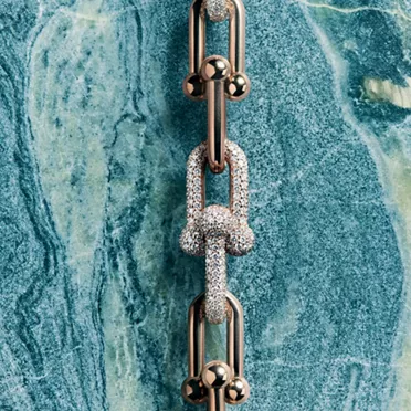 Tiffany HardWear:Graduated Link Necklace in 18k Rose Gold with Pavé Diamonds, 3